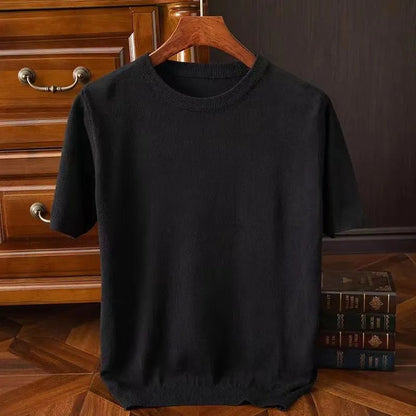 Kaschmir-T-Shirt | Kurzarm | Strick | Herrenbekleidung-HauteBerlin