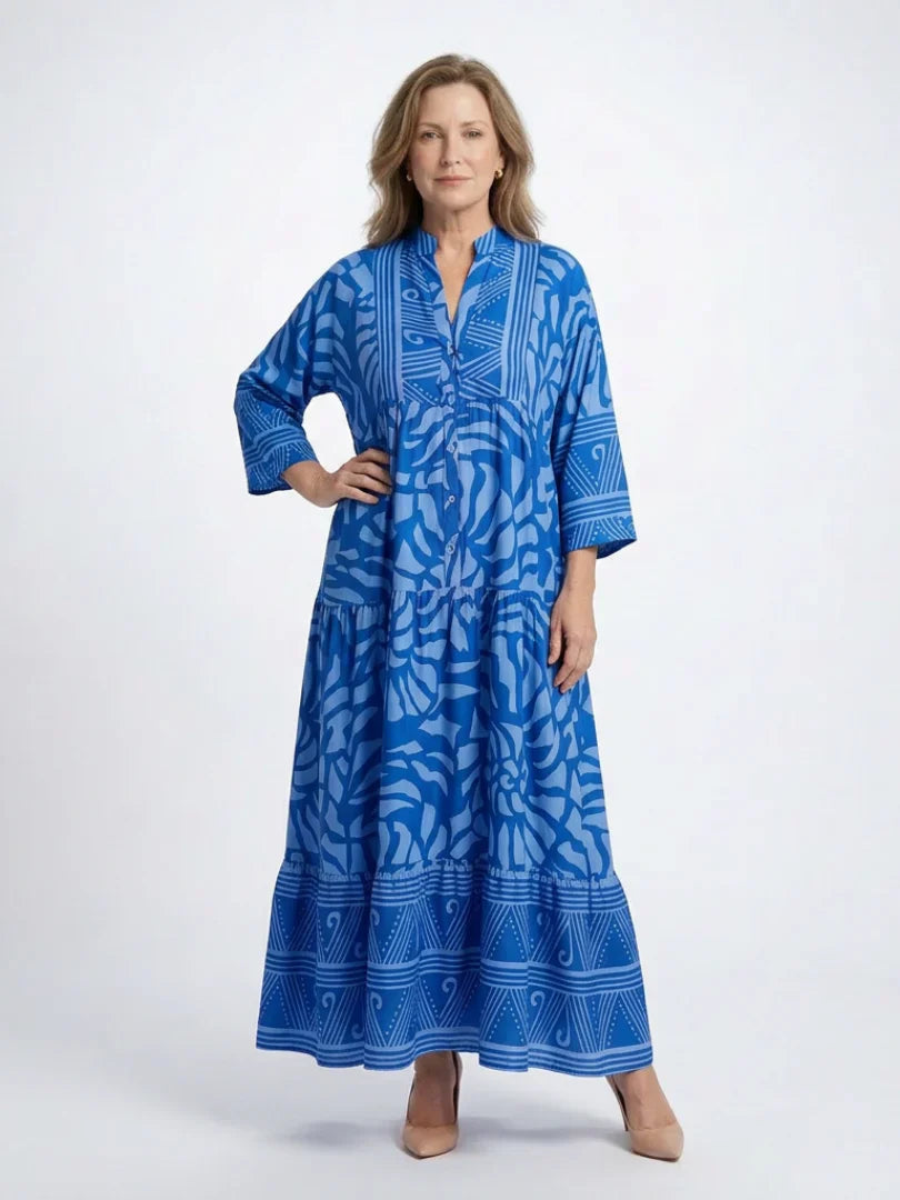 Kleid mit Knopfleiste | Langarm | Lockere Passform | Hemdkleid | Sommer-Maxikleid-HauteBerlin