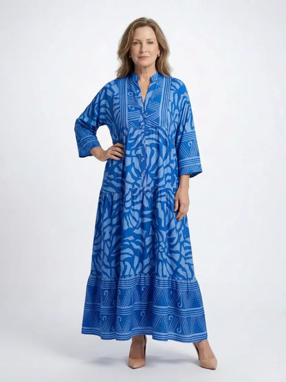 Kleid mit Knopfleiste | Langarm | Lockere Passform | Hemdkleid | Sommer-Maxikleid-HauteBerlin