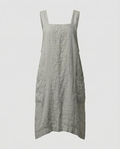 Kleid mit Schürzchen – Lässiges, locker sitzendes Leinenkleid für Damen-HauteBerlin