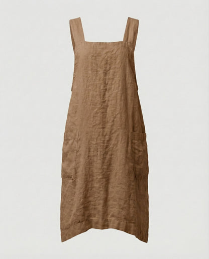 Kleid mit Schürzchen – Lässiges, locker sitzendes Leinenkleid für Damen-HauteBerlin