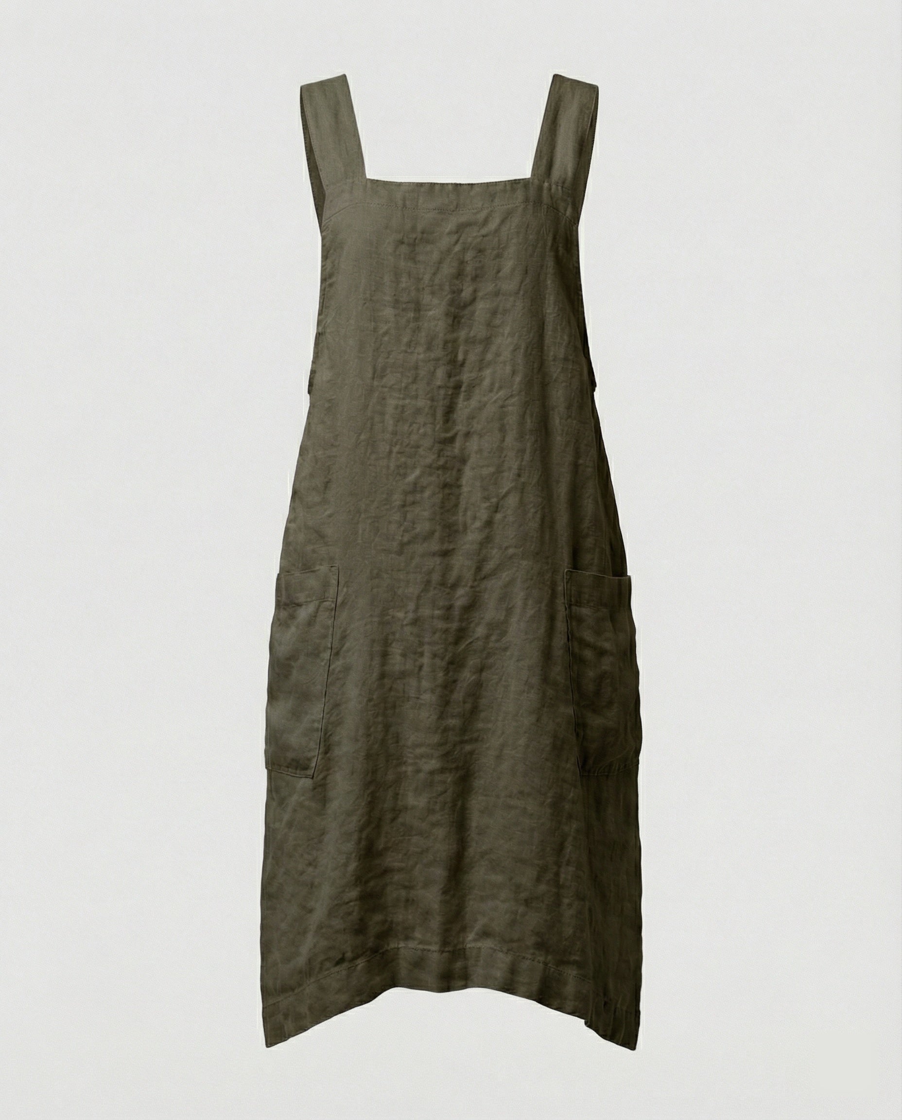 Kleid mit Schürzchen – Lässiges, locker sitzendes Leinenkleid für Damen-HauteBerlin