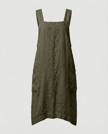 Kleid mit Schürzchen – Lässiges, locker sitzendes Leinenkleid für Damen-HauteBerlin