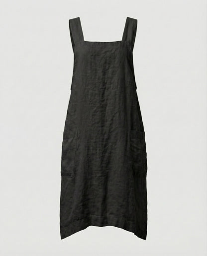 Kleid mit Schürzchen – Lässiges, locker sitzendes Leinenkleid für Damen-HauteBerlin