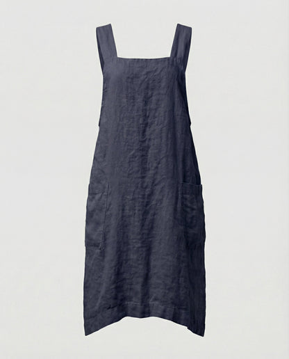 Kleid mit Schürzchen – Lässiges, locker sitzendes Leinenkleid für Damen-HauteBerlin