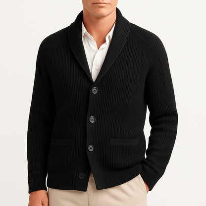 Knopfleiste-Strickjacke – Warm – Gerippt – Gestrickte Strickjacke – Herren-Strickjacke-HauteBerlin
