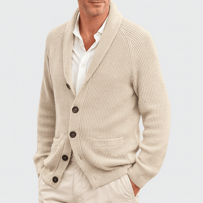Knopfleiste-Strickjacke – Warm – Gerippt – Gestrickte Strickjacke – Herren-Strickjacke-HauteBerlin