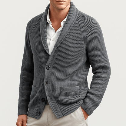 Knopfleiste-Strickjacke – Warm – Gerippt – Gestrickte Strickjacke – Herren-Strickjacke-HauteBerlin
