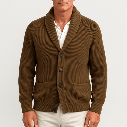 Knopfleiste-Strickjacke – Warm – Gerippt – Gestrickte Strickjacke – Herren-Strickjacke-HauteBerlin