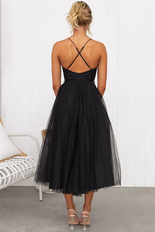 Korsettkleid Damen | Ärmelloses Tüll-Midikleid | Elegantes Cocktailkleid-HauteBerlin