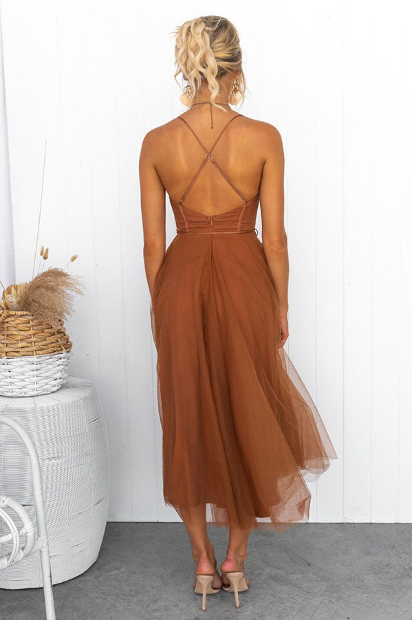 Korsettkleid Damen | Ärmelloses Tüll-Midikleid | Elegantes Cocktailkleid-HauteBerlin