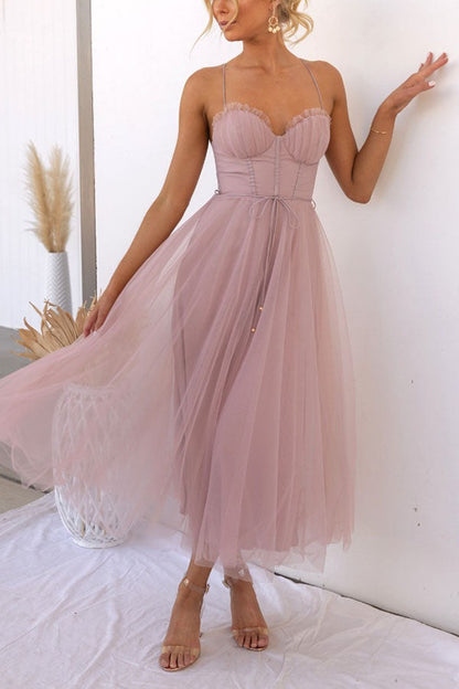 Korsettkleid Damen | Ärmelloses Tüll-Midikleid | Elegantes Cocktailkleid-HauteBerlin