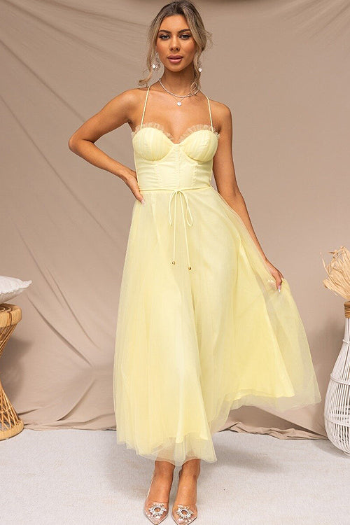 Korsettkleid Damen | Ärmelloses Tüll-Midikleid | Elegantes Cocktailkleid-HauteBerlin