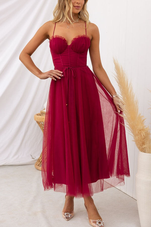 Korsettkleid Damen | Ärmelloses Tüll-Midikleid | Elegantes Cocktailkleid-HauteBerlin