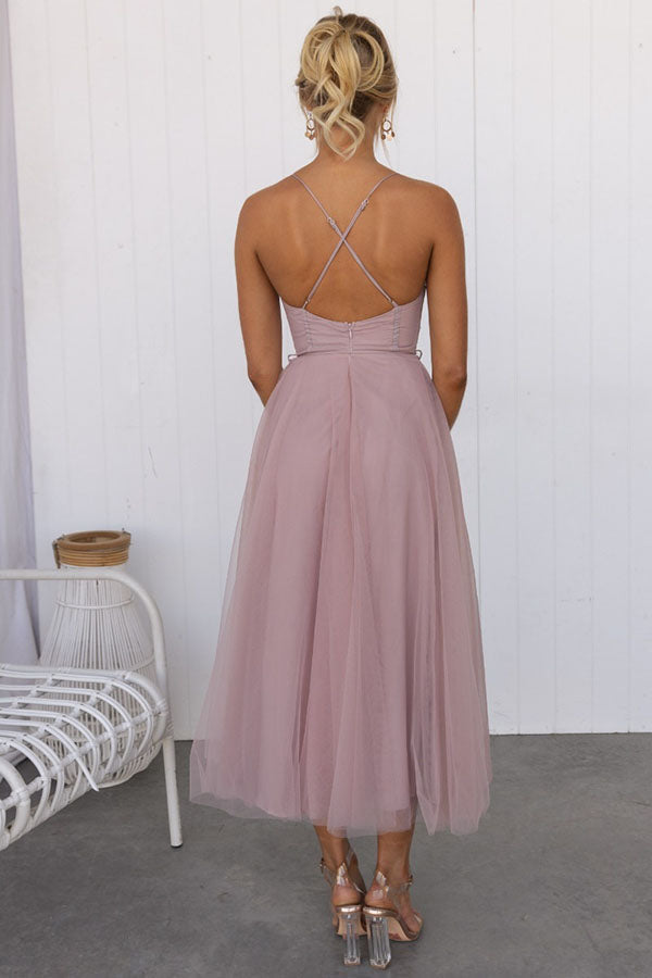 Korsettkleid Damen | Ärmelloses Tüll-Midikleid | Elegantes Cocktailkleid-HauteBerlin