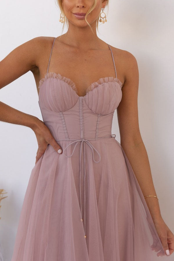 Korsettkleid Damen | Ärmelloses Tüll-Midikleid | Elegantes Cocktailkleid-HauteBerlin