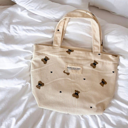 Kosmetiktasche | Cord Teddy Print | Shopper oder Schminktasche-HauteBerlin