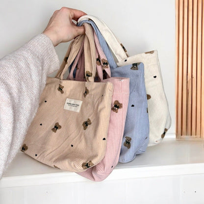 Kosmetiktasche | Cord Teddy Print | Shopper oder Schminktasche-HauteBerlin