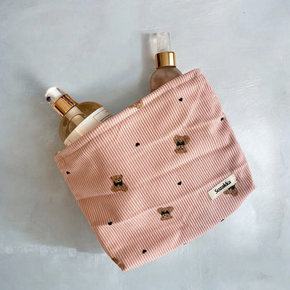 Kosmetiktasche | Cord Teddy Print | Shopper oder Schminktasche-HauteBerlin