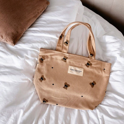Kosmetiktasche | Cord Teddy Print | Shopper oder Schminktasche-HauteBerlin