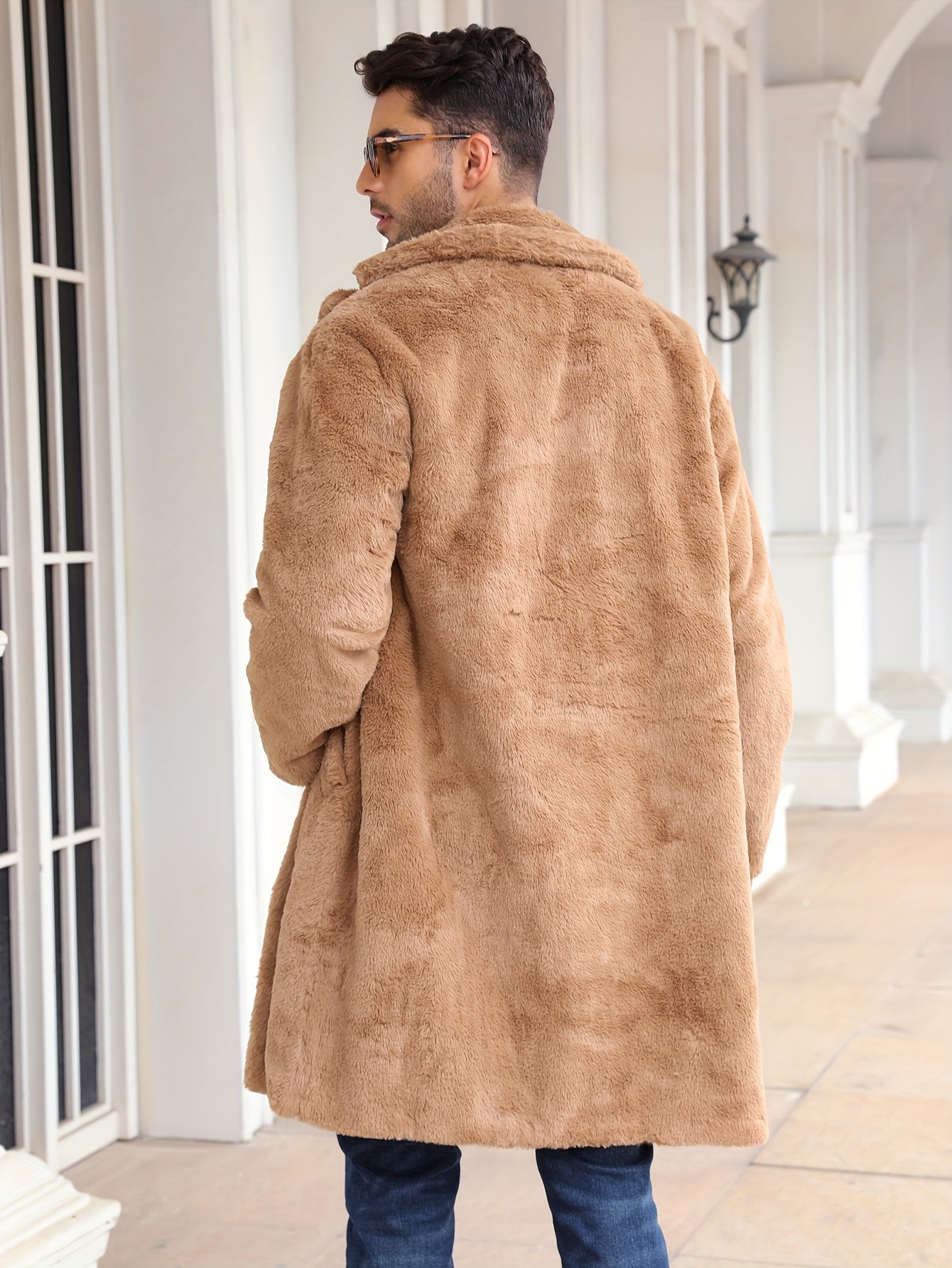 Kunstpelzmantel - Flauschiger mittellanger Kunstpelz-Wintermantel für Männer-HauteBerlin