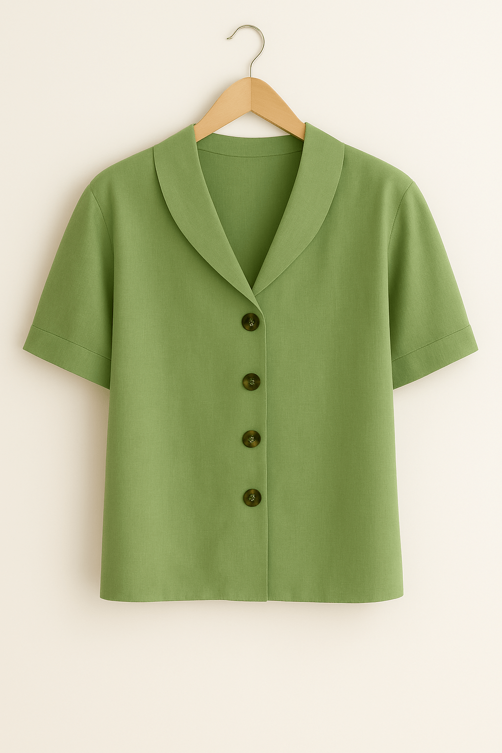 Kurzarm-Bluse | Kragen | V-Ausschnitt | Button-Up Bluse | Damenbluse-HauteBerlin