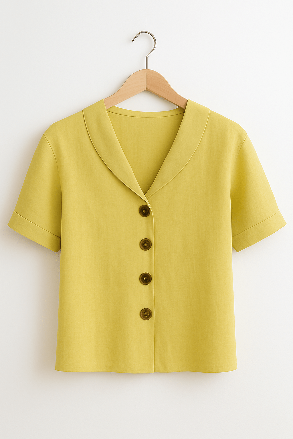 Kurzarm-Bluse | Kragen | V-Ausschnitt | Button-Up Bluse | Damenbluse-HauteBerlin