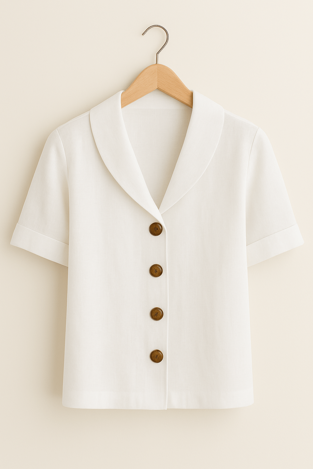 Kurzarm-Bluse | Kragen | V-Ausschnitt | Button-Up Bluse | Damenbluse-HauteBerlin