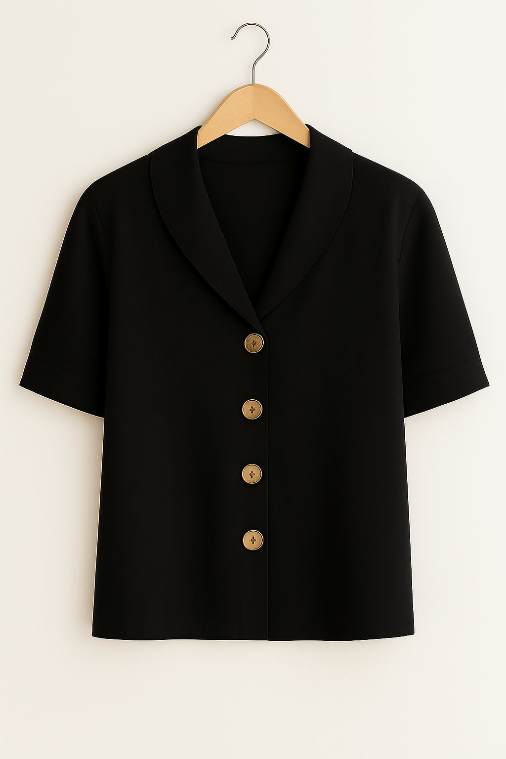 Kurzarm-Bluse | Kragen | V-Ausschnitt | Button-Up Bluse | Damenbluse-HauteBerlin