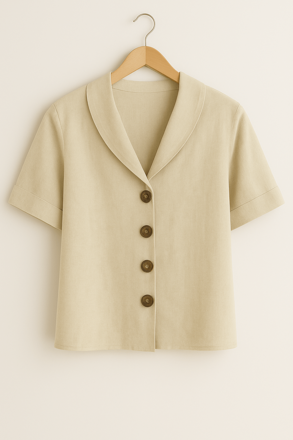 Kurzarm-Bluse | Kragen | V-Ausschnitt | Button-Up Bluse | Damenbluse-HauteBerlin