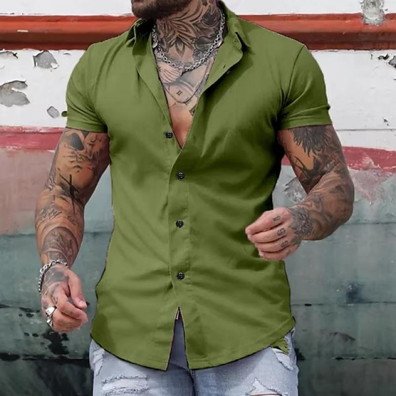 Kurzarmhemd – Slim-Fit-Herrenhemd mit Kragen und Knopfleiste-HauteBerlin