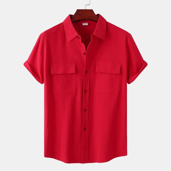 Kurzarmhemd – mit Knöpfen – leicht – Sommerhemd – Herrenhemd-HauteBerlin