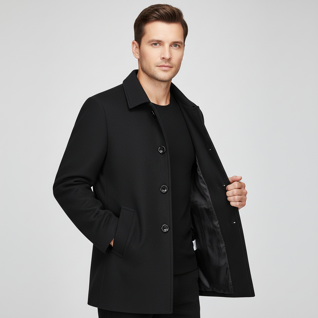 Kurzer Trenchcoat – Einreihig – Maßgeschneidert – Winter-Trenchcoat – Herrenjacke-HauteBerlin