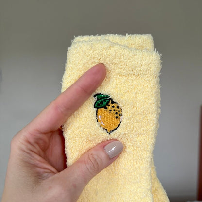Kuschelsocken Damen | Früchte Stickerei | 3 Paar Flauschig-HauteBerlin