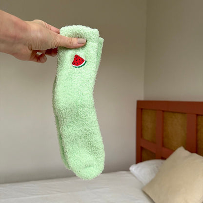 Kuschelsocken Damen | Früchte Stickerei | 3 Paar Flauschig-HauteBerlin