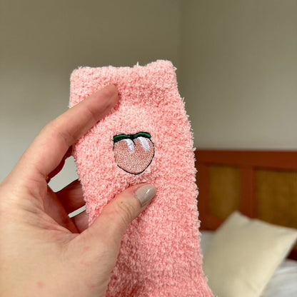Kuschelsocken Damen | Früchte Stickerei | 3 Paar Flauschig-HauteBerlin