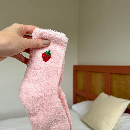 Kuschelsocken Damen | Früchte Stickerei | 3 Paar Flauschig-HauteBerlin