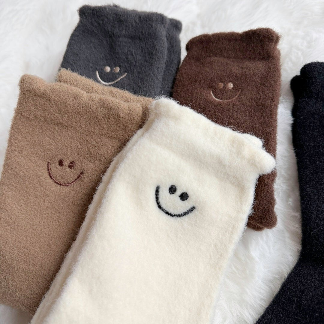 Kuschelsocken Damen | Smiley Motiv | 6 Paar Flauschig-HauteBerlin