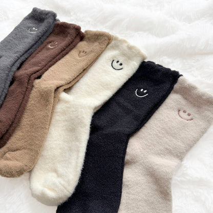 Kuschelsocken Damen | Smiley Motiv | 6 Paar Flauschig-HauteBerlin