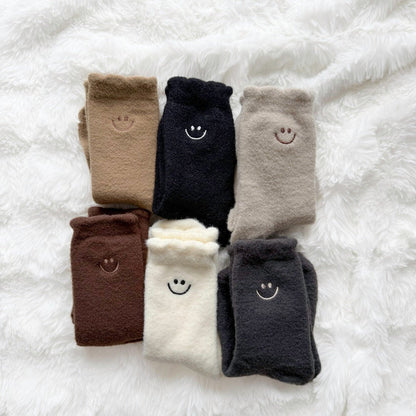 Kuschelsocken Damen | Smiley Motiv | 6 Paar Flauschig-HauteBerlin