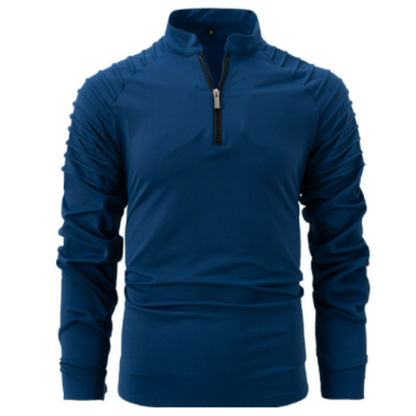 Langarm-Poloshirt – Viertelreißverschluss – Einfarbig – Pullover mit halbem Reißverschluss – Langarm-T-Shirt für Herren-HauteBerlin