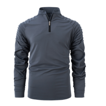 Langarm-Poloshirt – Viertelreißverschluss – Einfarbig – Pullover mit halbem Reißverschluss – Langarm-T-Shirt für Herren-HauteBerlin