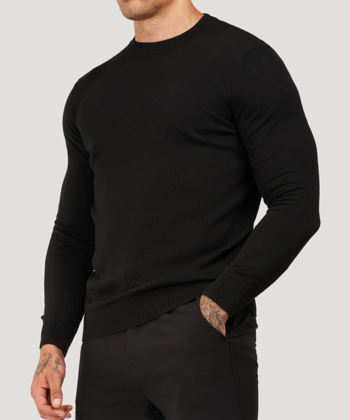 Langarm-T-Shirt – Einfarbig – Hoher Kragen – Pullover – Herrenhemd-HauteBerlin