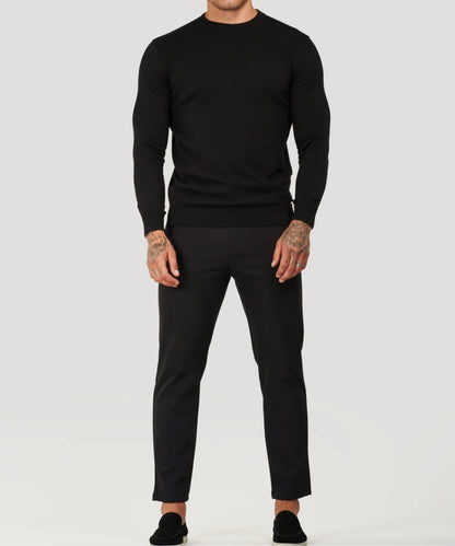 Langarm-T-Shirt – Einfarbig – Hoher Kragen – Pullover – Herrenhemd-HauteBerlin