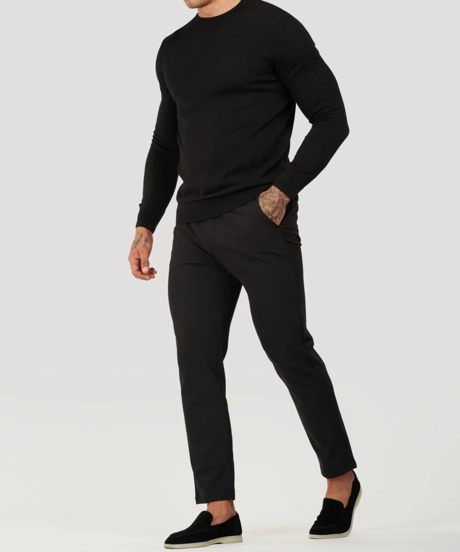 Langarm-T-Shirt – Einfarbig – Hoher Kragen – Pullover – Herrenhemd-HauteBerlin