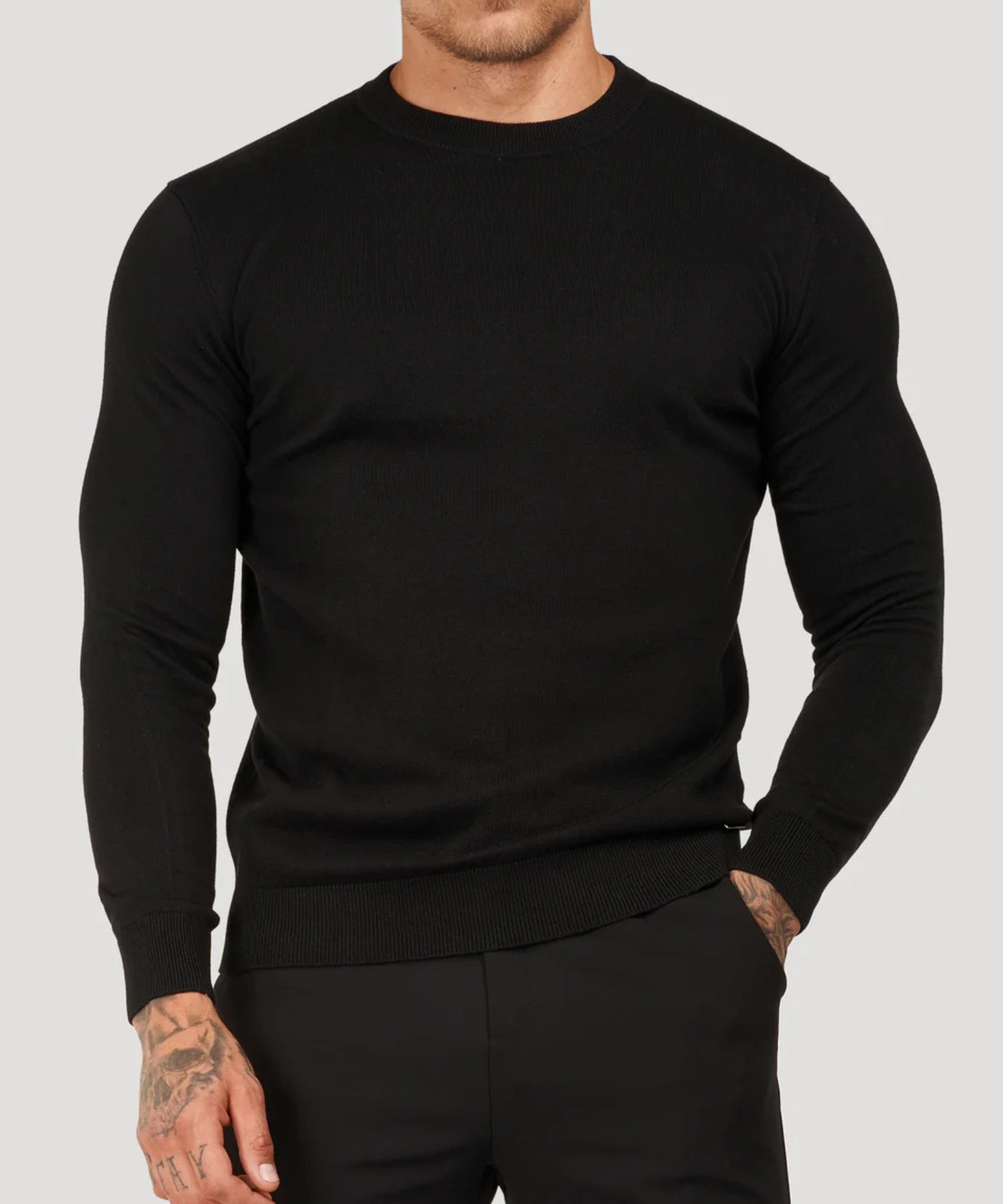 Langarm-T-Shirt – Einfarbig – Hoher Kragen – Pullover – Herrenhemd-HauteBerlin