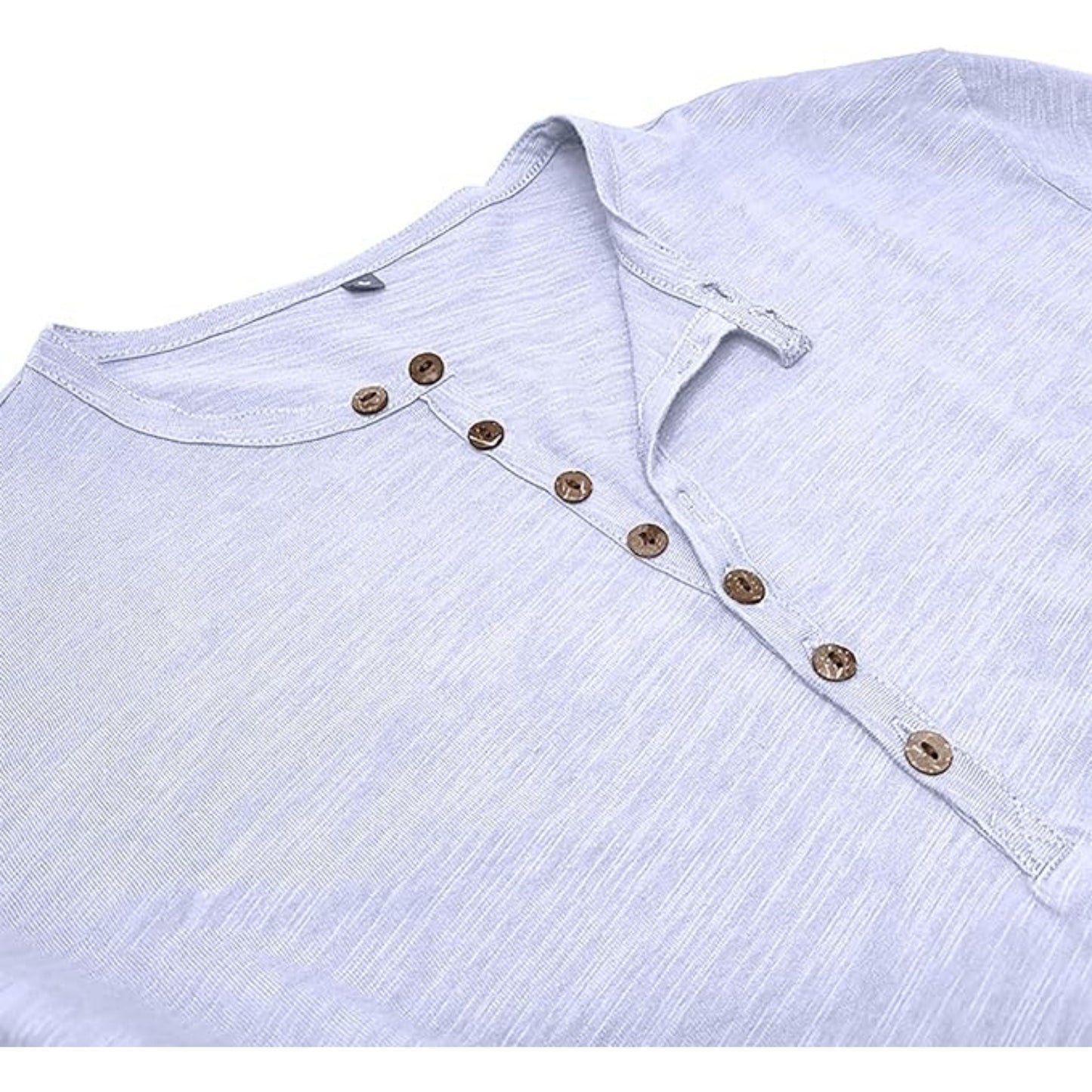 Langärmeliges T-Shirt - Herren Casual Plain Buttoned Up Henley Shirt-HauteBerlin