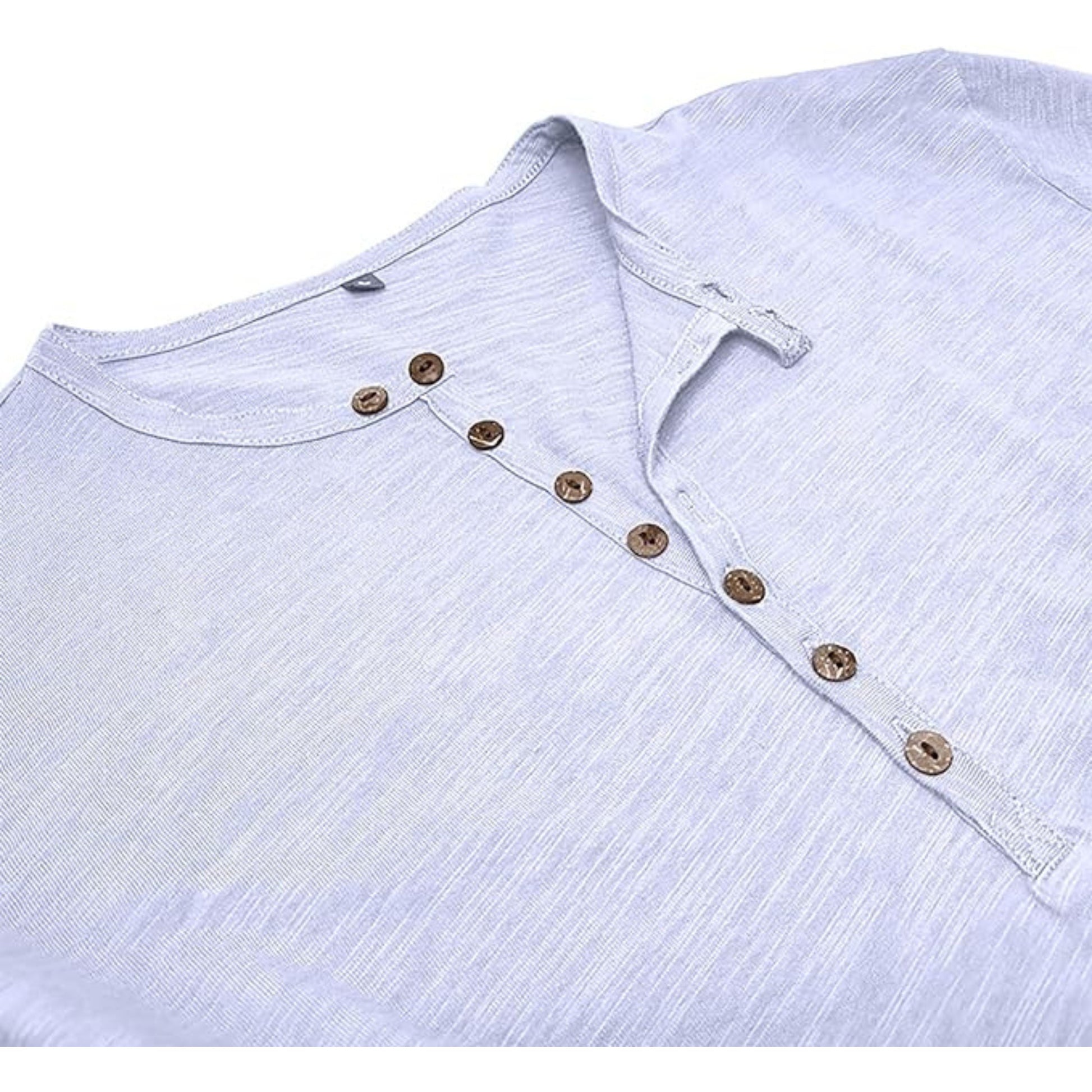 Langärmeliges T-Shirt - Herren Casual Plain Buttoned Up Henley Shirt-HauteBerlin