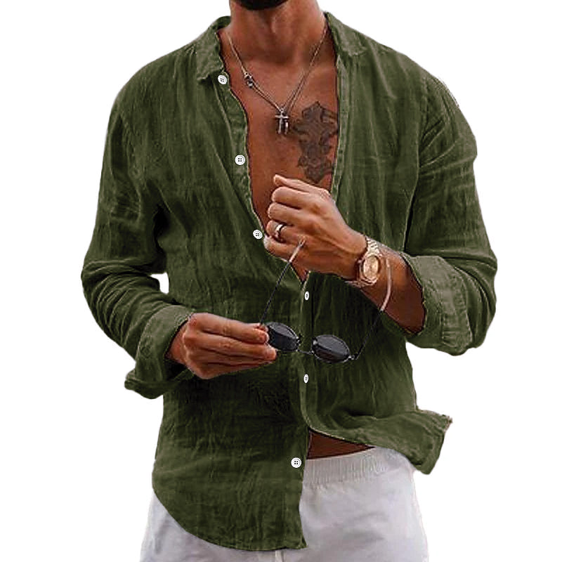 Langarmhemd - Button-Up - Leichtgewicht - Leinenhemd - Herrenhemden-HauteBerlin