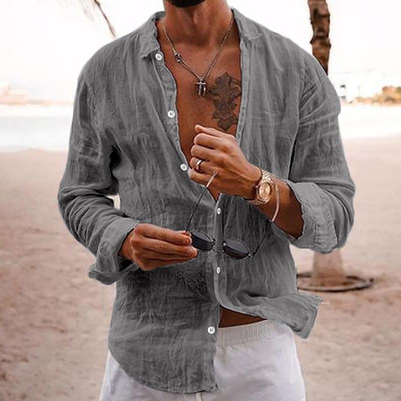 Langarmhemd - Button-Up - Leichtgewicht - Leinenhemd - Herrenhemden-HauteBerlin